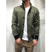 lovely Trendy Buttons Design Army Green Men Jacket