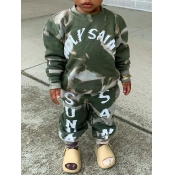 Lovely Girl Trendy Turndown Collar Camo Print Tren