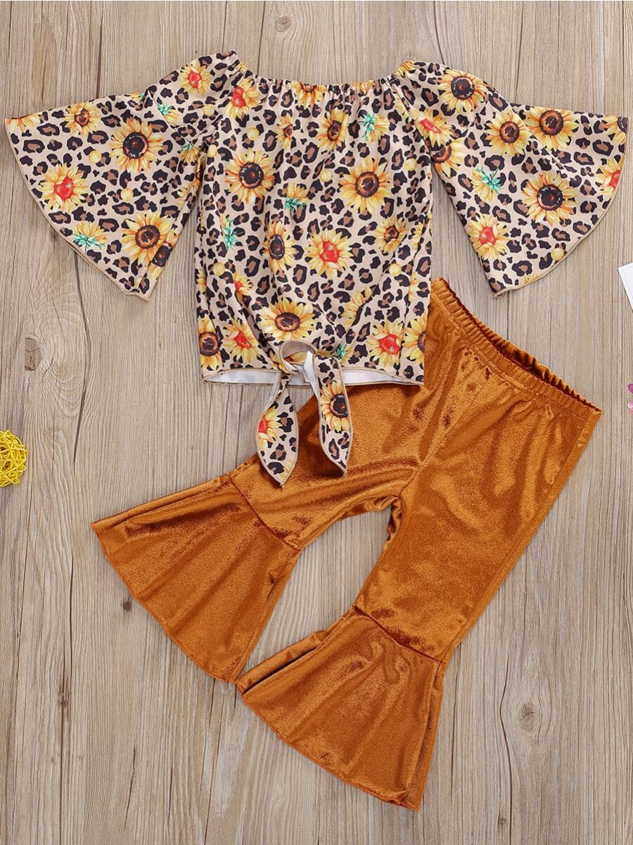 

Lovely Girl Stylish O Neck Floral Print Yellow Two-piece Pants Set