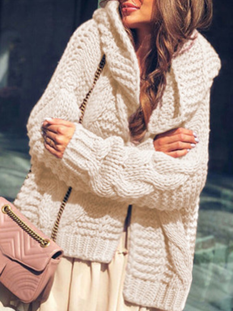 

lovely Casual Hooded Collar Loose Beige Plus Size Coat