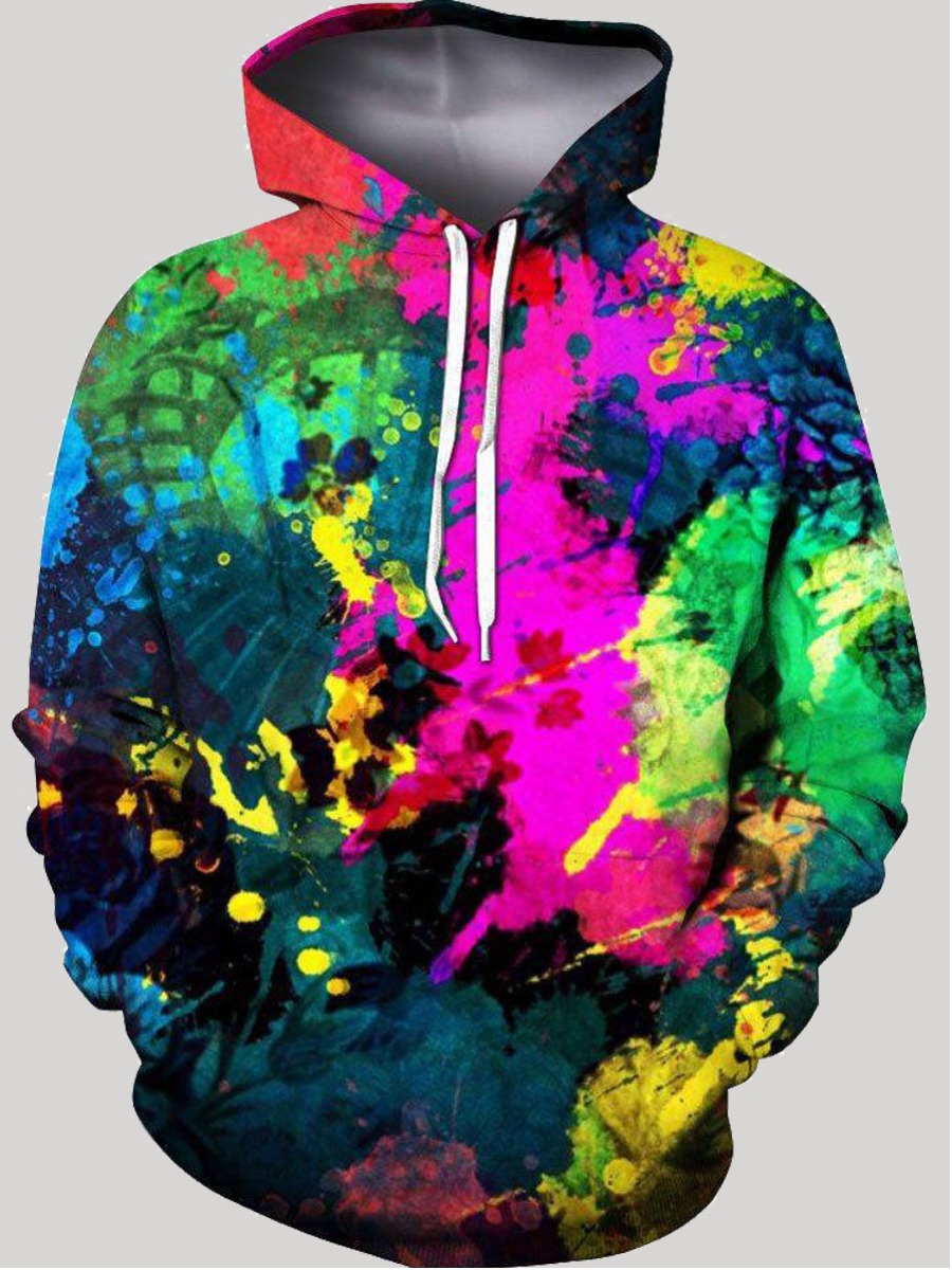 

lovely Trendy Hooded Collar Print Multicolor Men Hoodie, Multi