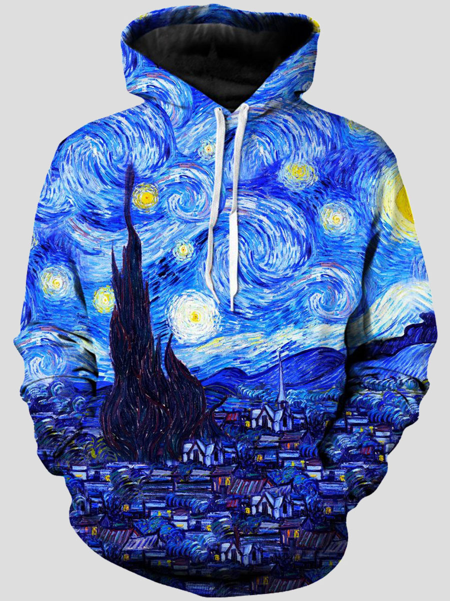 

lovely Street Hooded Collar Print Multicolor Men Hoodie, Multi