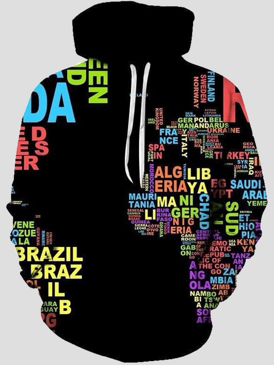 

lovely Street Hooded Collar Letter Print Black Men Hoodie