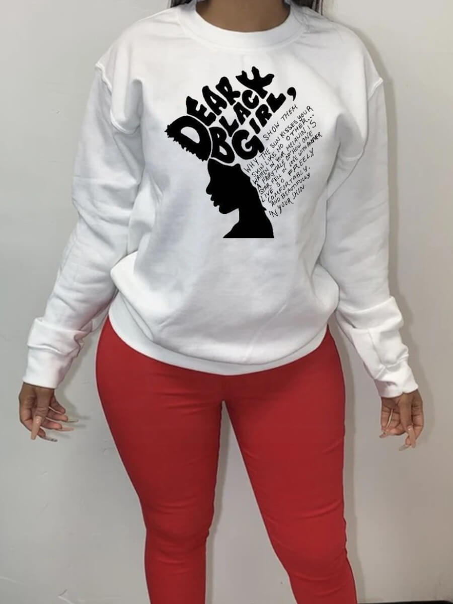 

Lovely Casual O Neck Print White Hoodie