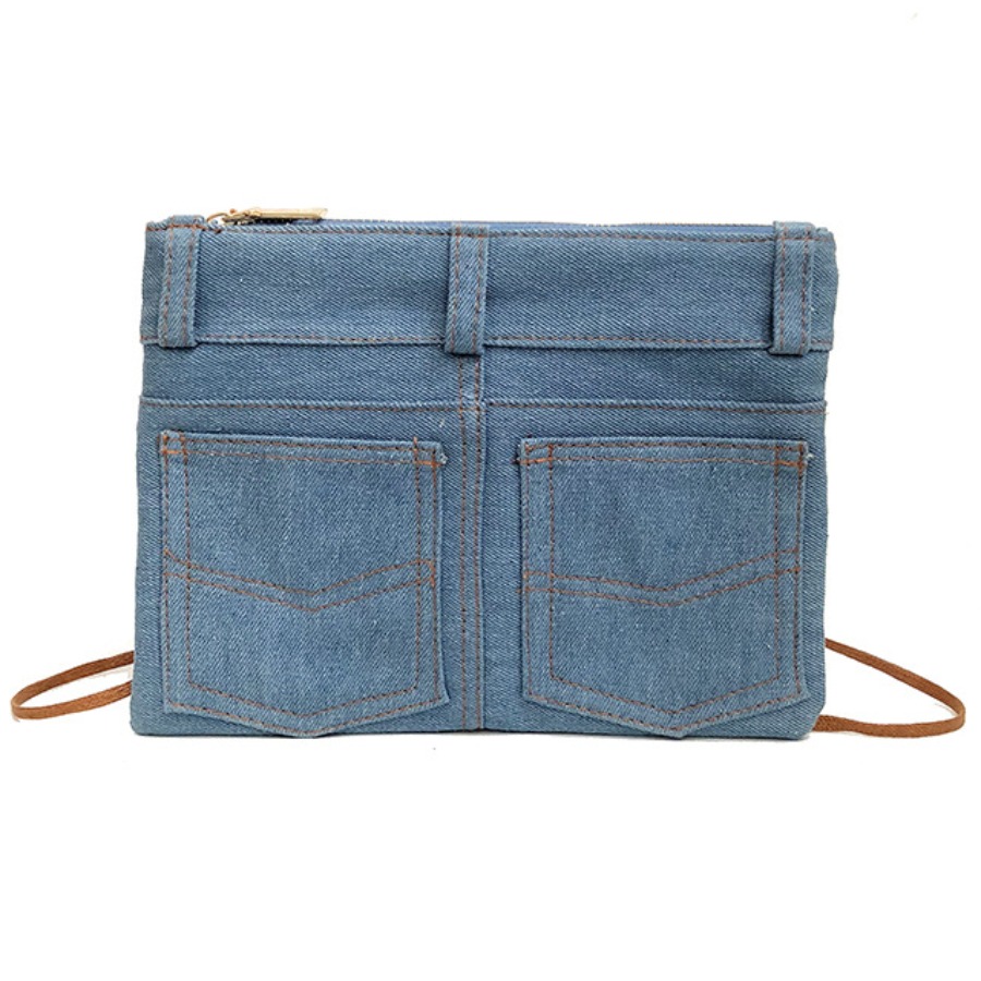 

Lovely Chic Zipper Design Baby Blue Crossbody Bag