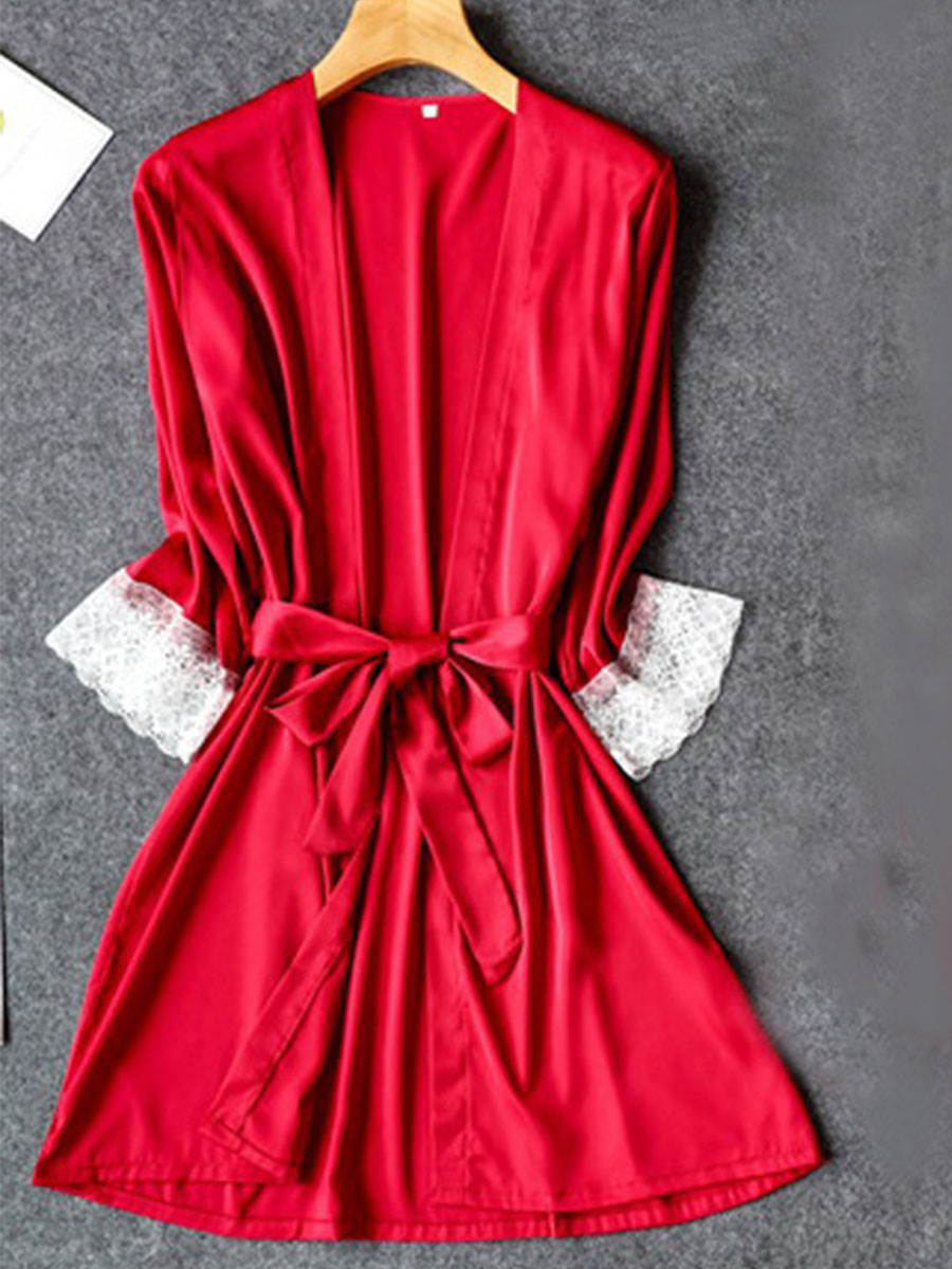 

lovely Sexy Lace Patchwork Red Sleepwear