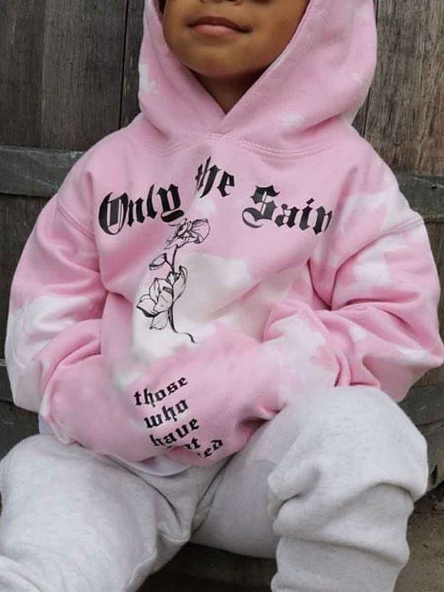 

Lovely Street Hooded Collar Tie-dye Pink Girl Hoodie