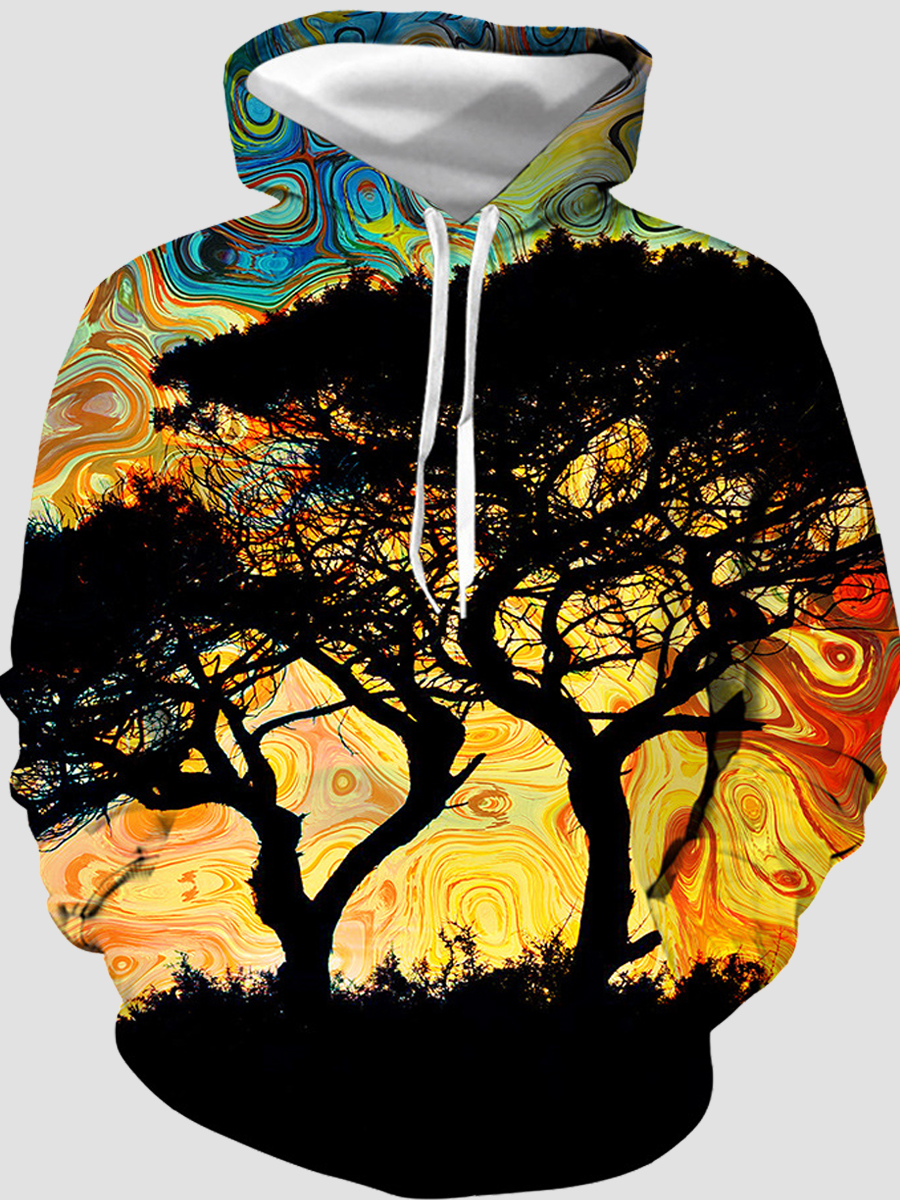 

lovely Casual Hooded Collar Print Multicolor Men Hoodie, Multi