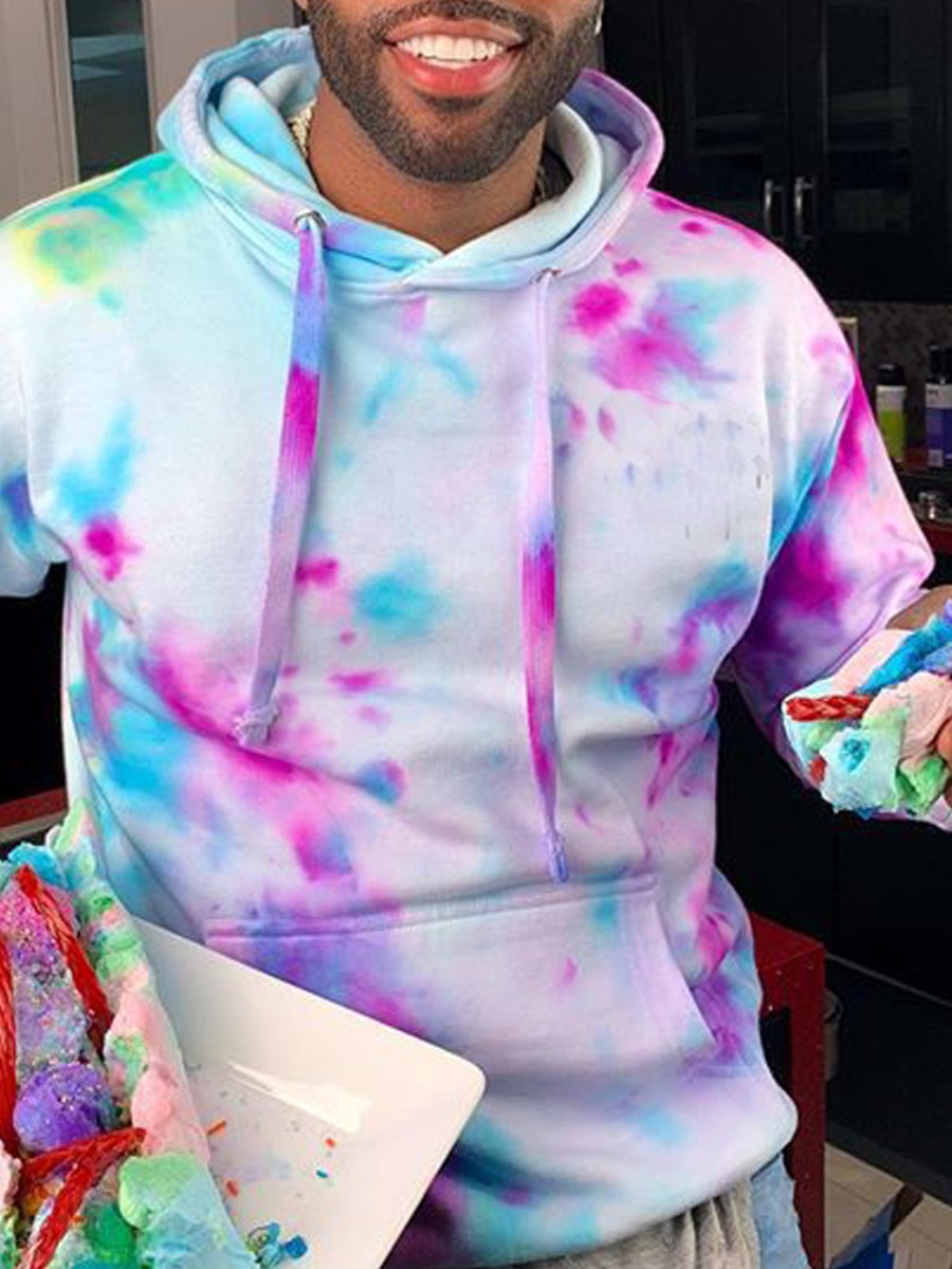 

lovely Casual Hooded Collar Tie-dye Multicolor Men Hoodie, Multi