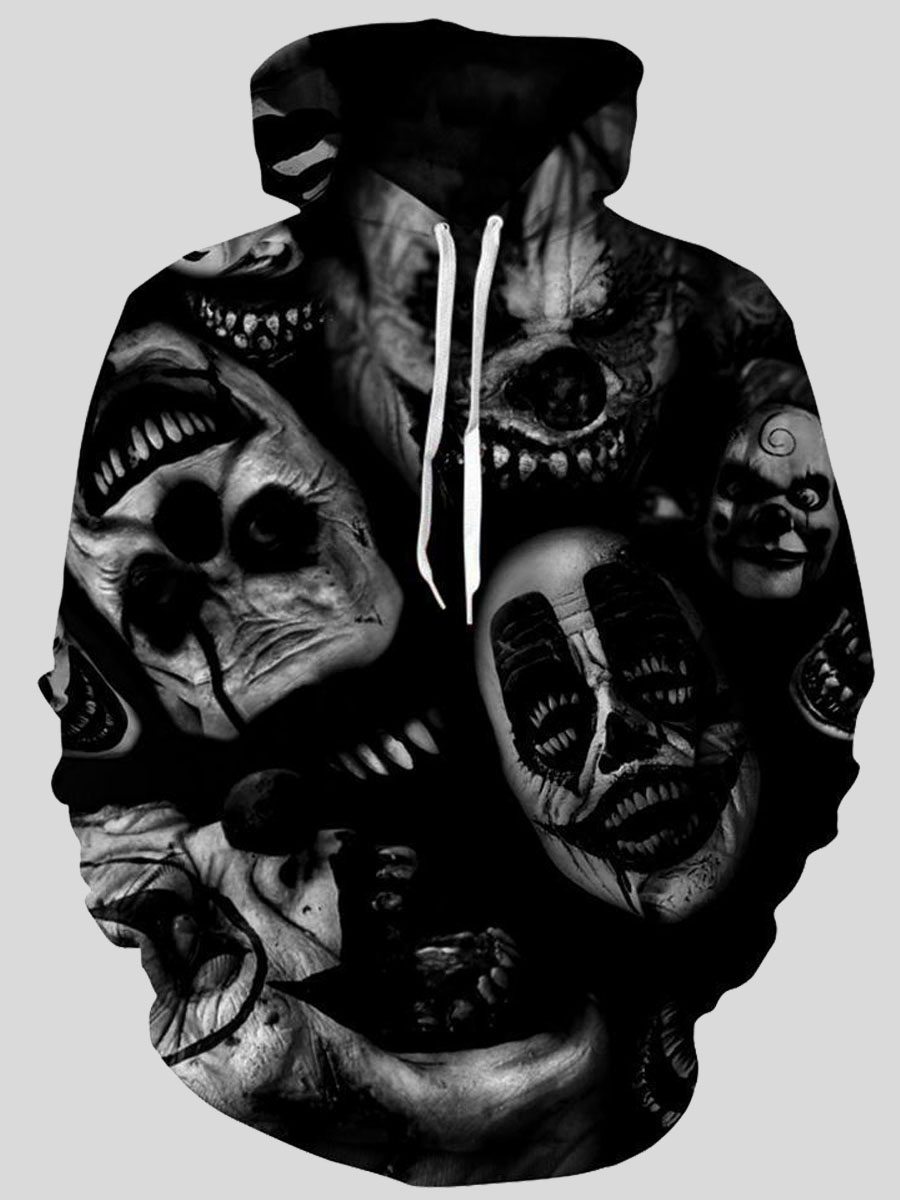 

lovely Street Hooded Collar Print Black Men Hoodie