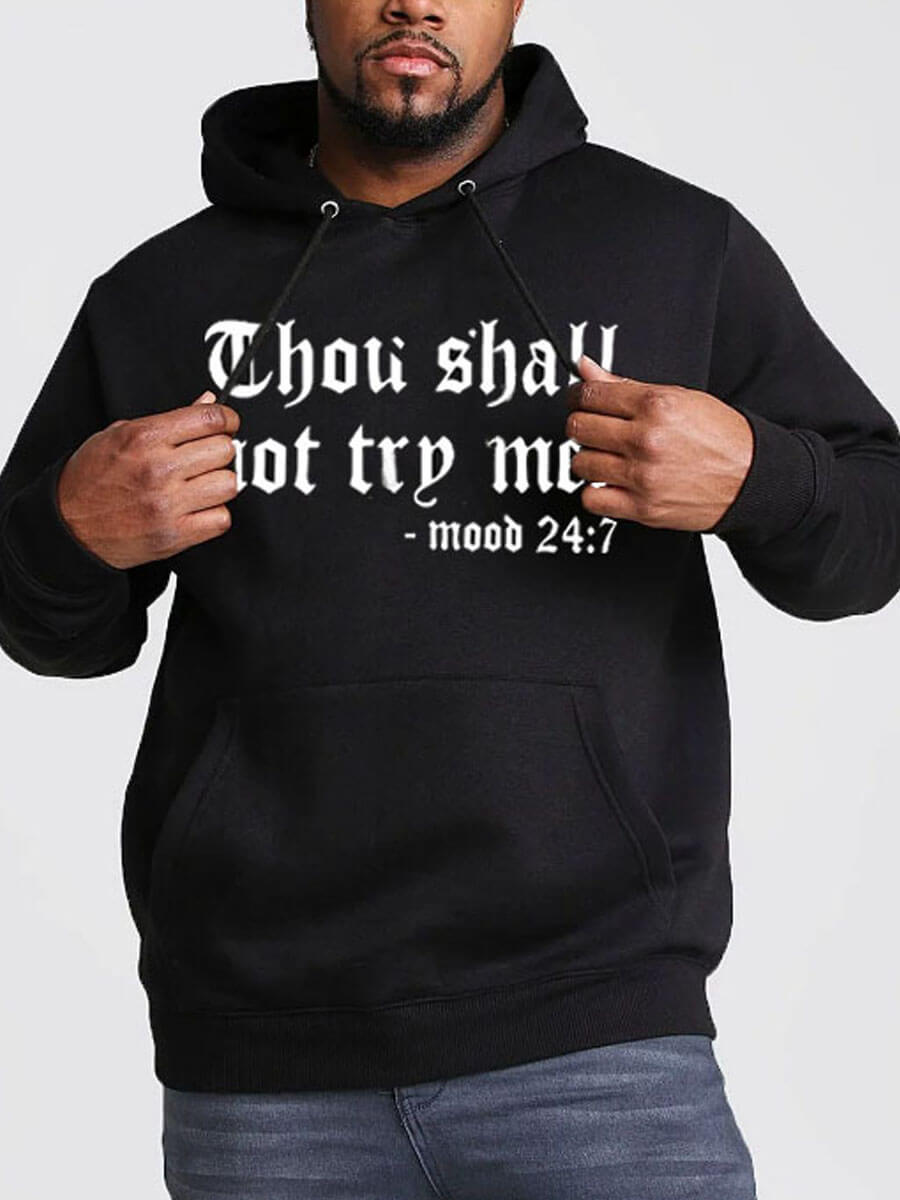 

Lovely Men Street Hooded Collar Letter Print Black Hoodie