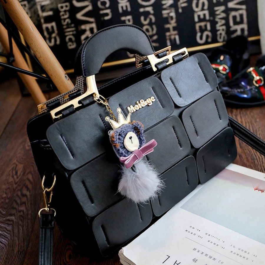 

lovely Trendy Patchwork Black Crossbody Bag