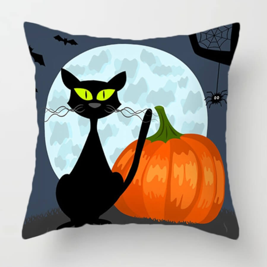 

Lovely Chic Cartoon Print Grey Black Decorative Pillow Case