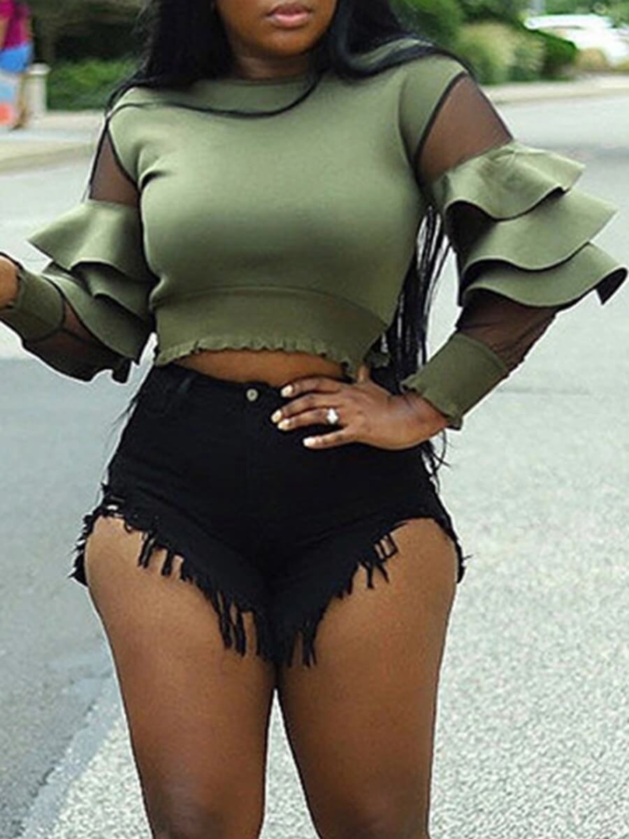 

Lovely Trendy O Neck Patchwork Green Hoodie