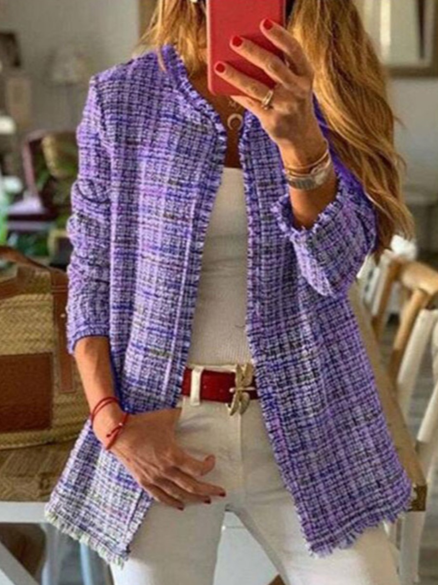 

lovely Trendy Grid Purple Short Wool