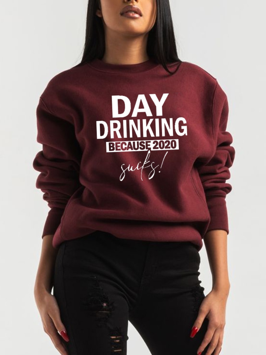 

lovely Casual Hooded Collar Letter Print Wine Red Hoodie