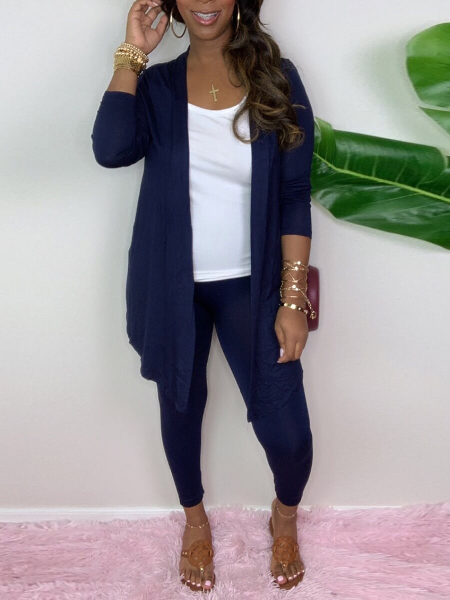 

Lovely Casual Basic Blue Two Piece Pants Set