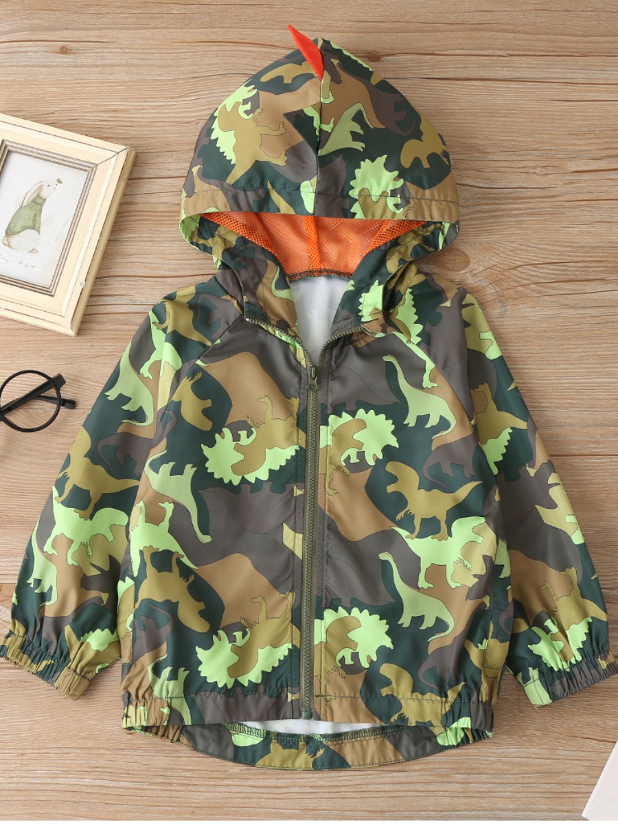 

lovely Casual Hooded Collar Cartoon Print Multicolor Girl Coat, Multi