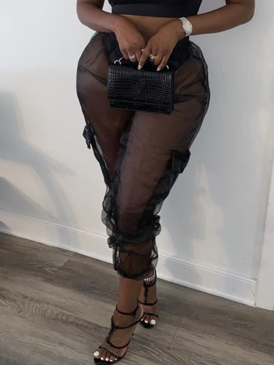 

Lovely Sexy See-through Black Pants