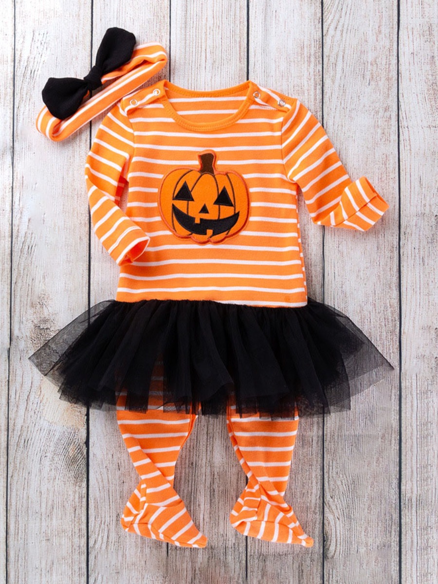 

Lovely Sweet O Neck Striped Croci Girl Two-piece Skirt Set