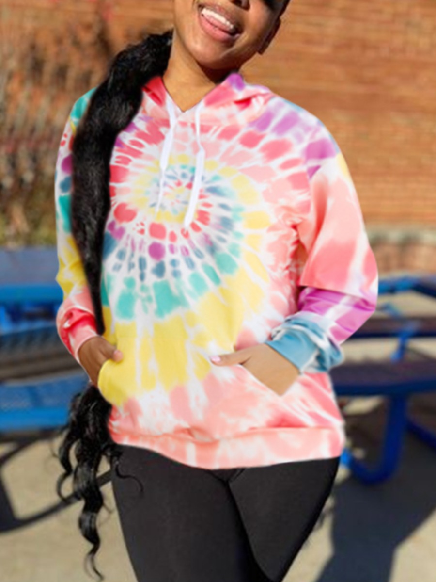 

lovely Casual Hooded Collar Tie-dye Yellow Hoodie