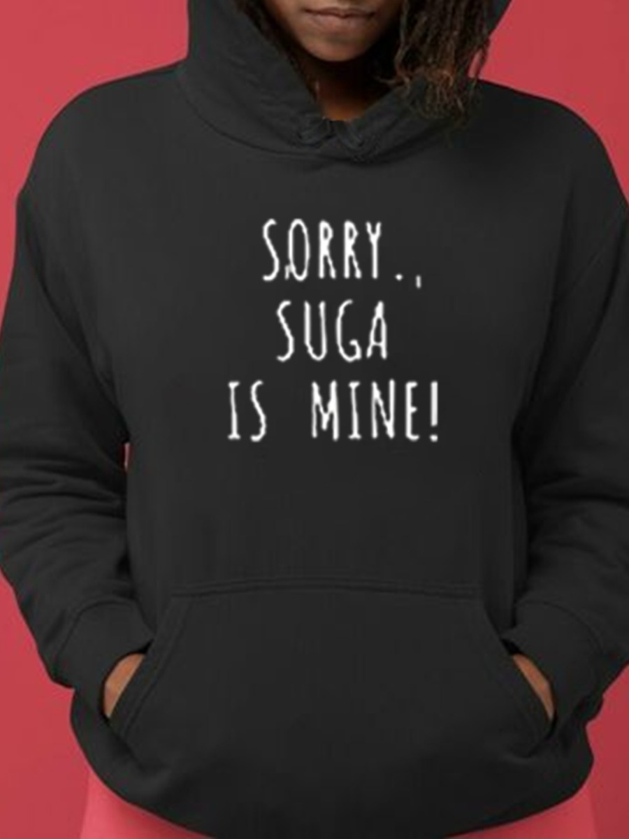 

lovely Casual Hooded Collar Letter Print Black Hoodie