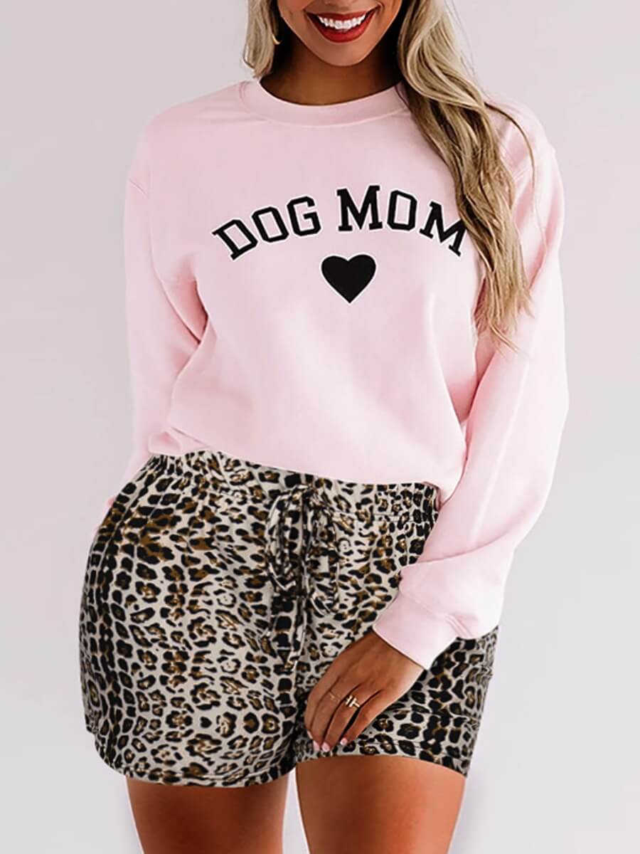 

Lovely Leisure O Neck Letter Print Pink Loungewear