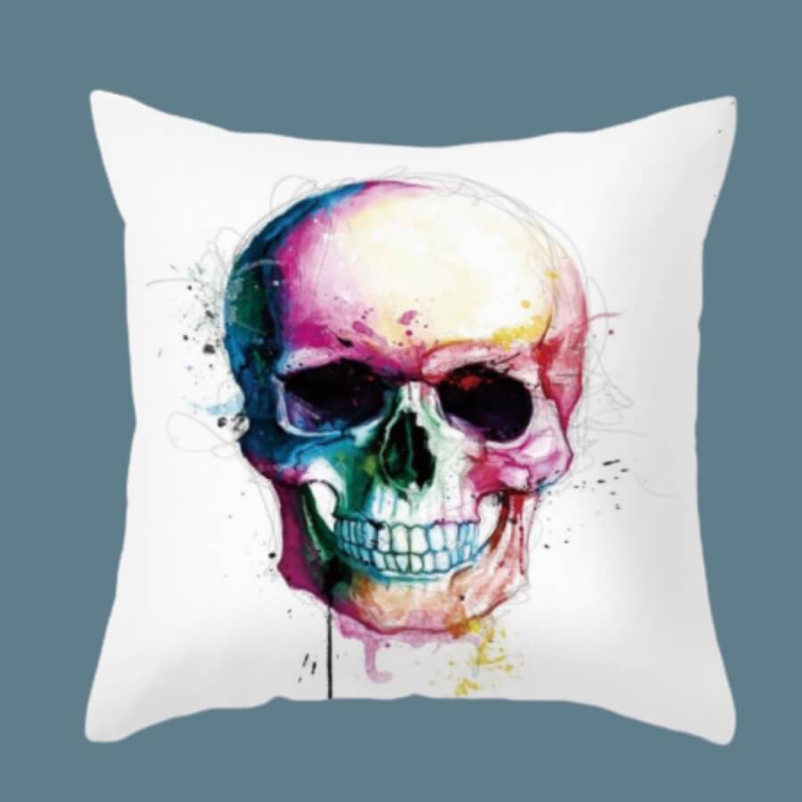 

Lovely Chic Skull Print Multicolor Decorative Pillow Case, Multi