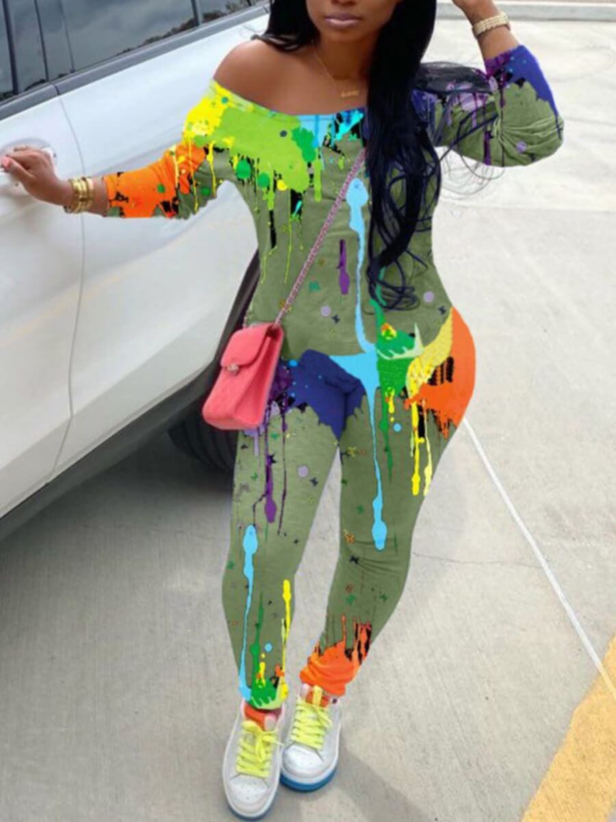 

LW Graffiti Print Green Jumpsuit
