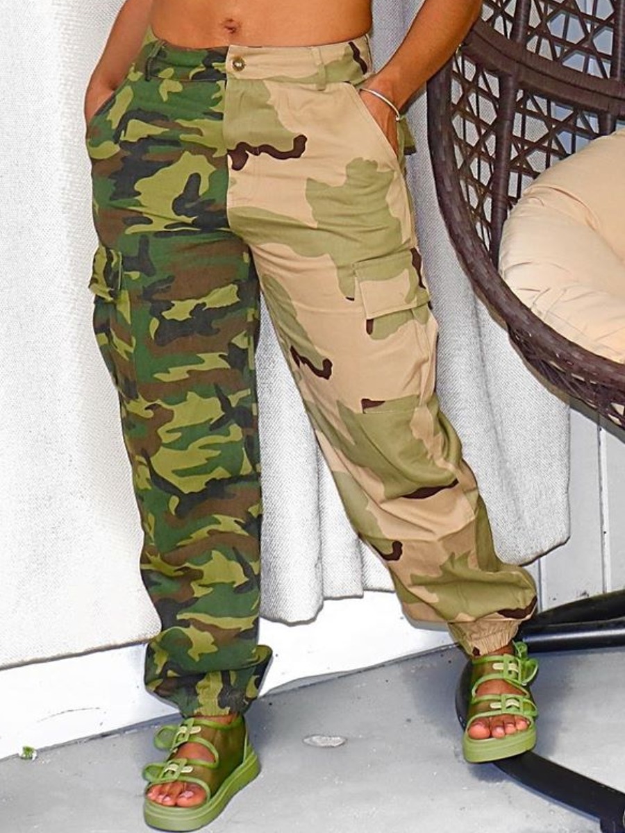 

lovely Street Patchwork Camo Print Pants