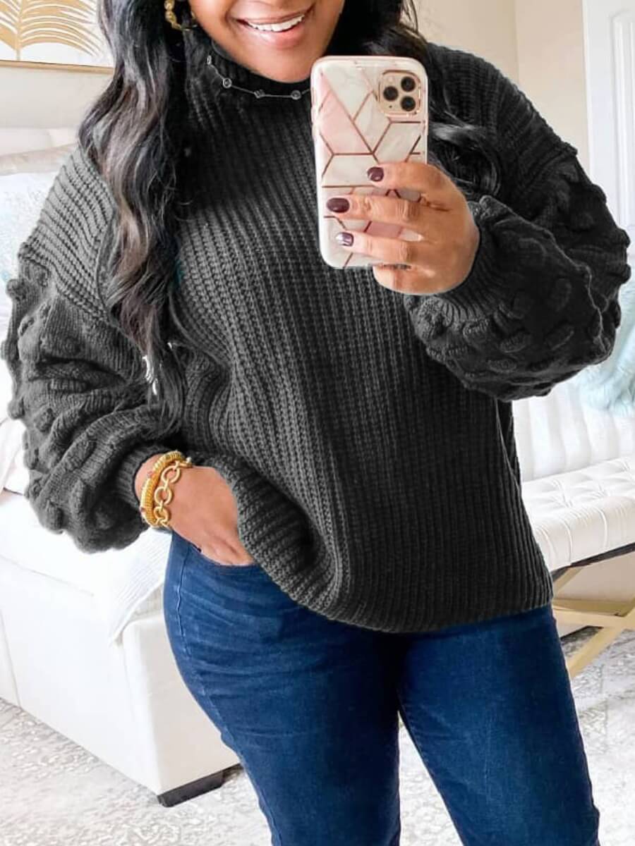 

Lovely Trendy O Neck Striped Black Sweater