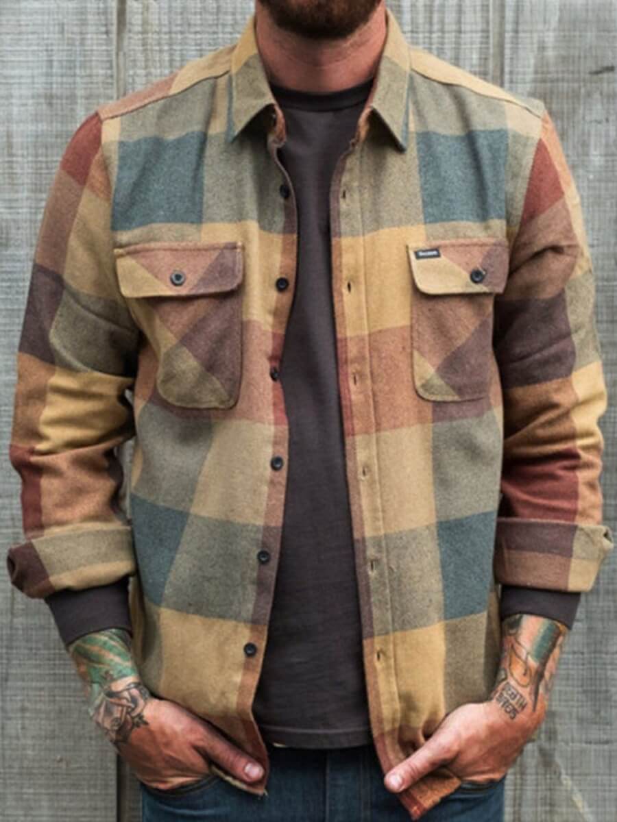 

Lovely Casual Turndown Collar Grid Print Multicolor Men Shirt, Multi