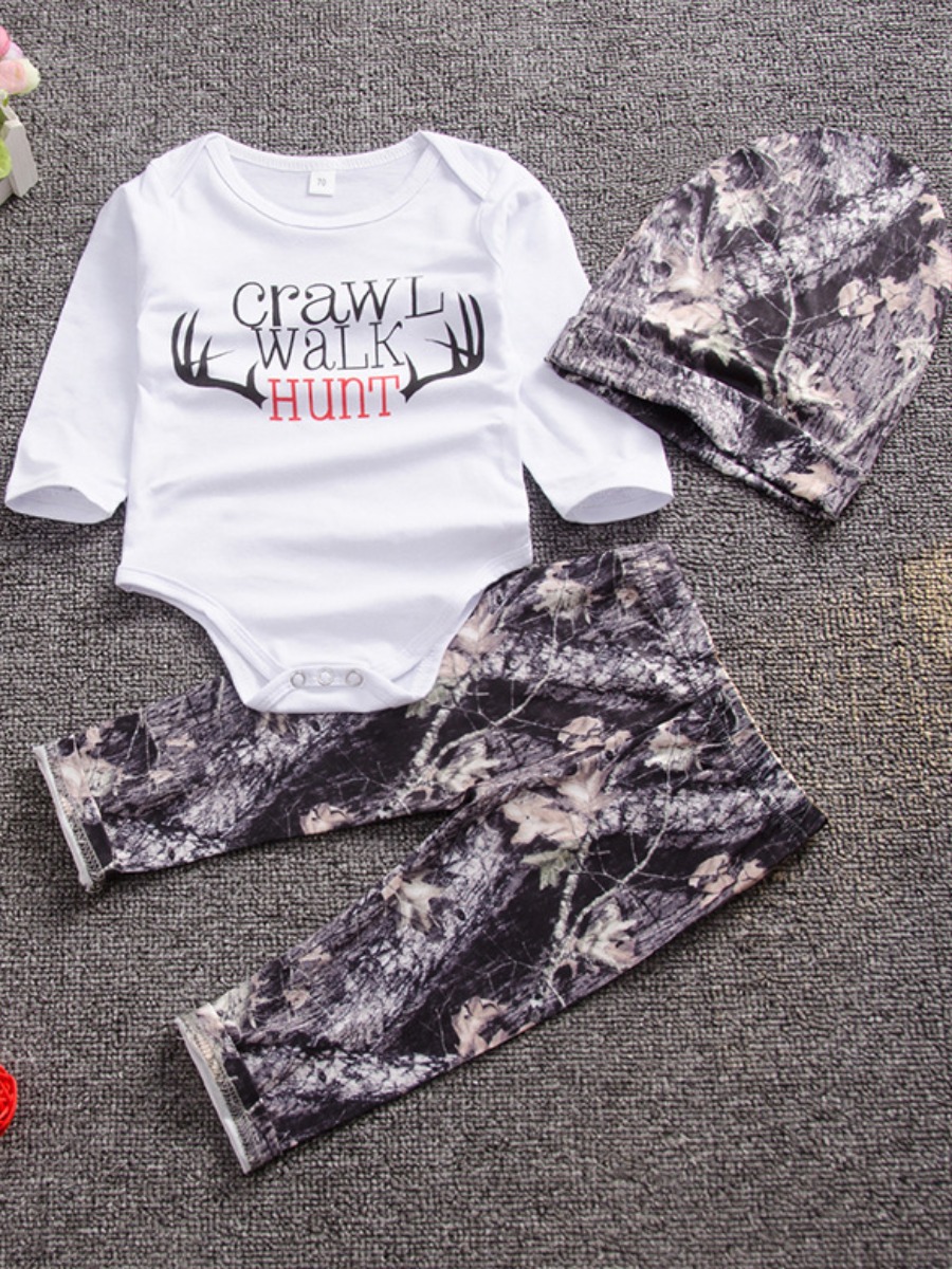 

lovely Leisure O Neck Letter Print White Boy Two-piece Pants Set