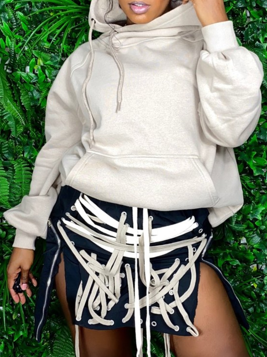 

lovely Casual Hooded Collar Basic Grey Hoodie