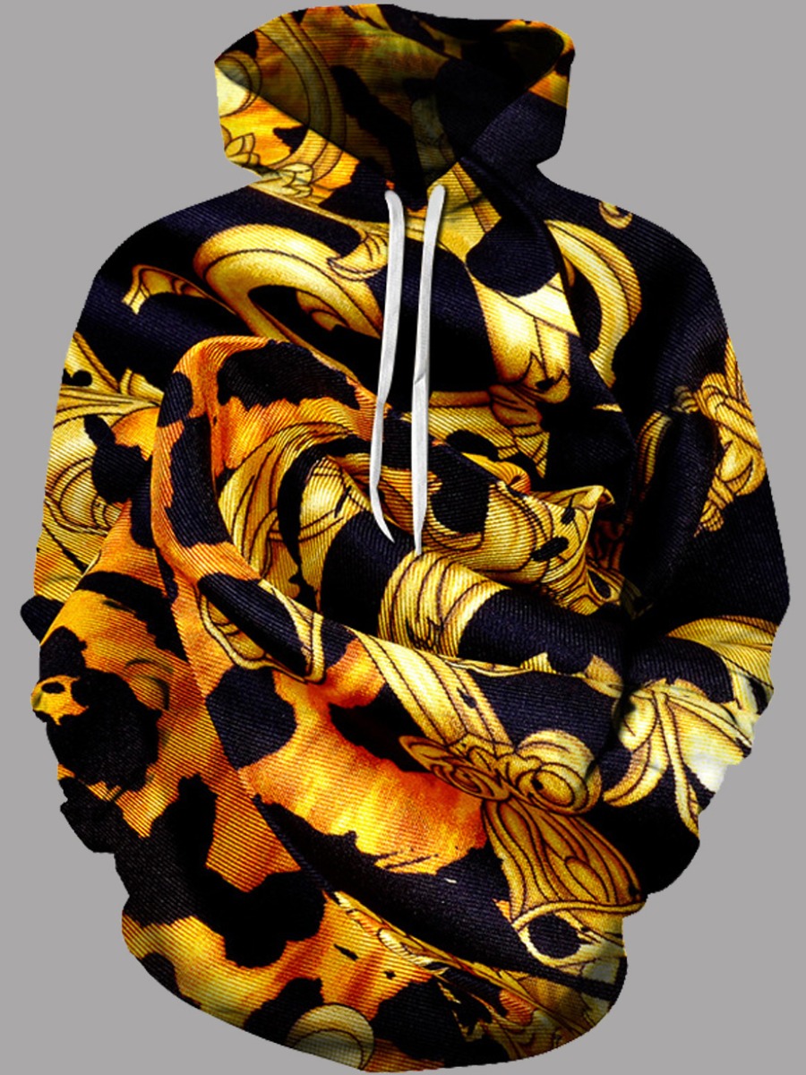 

lovely Street Hooded Collar Print Black Men Hoodie