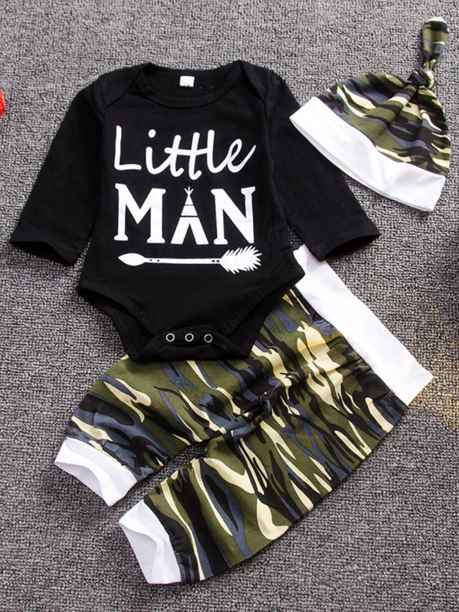 

lovely Sportswear O Neck Letter Print Black Boy Two-piece Pants Set