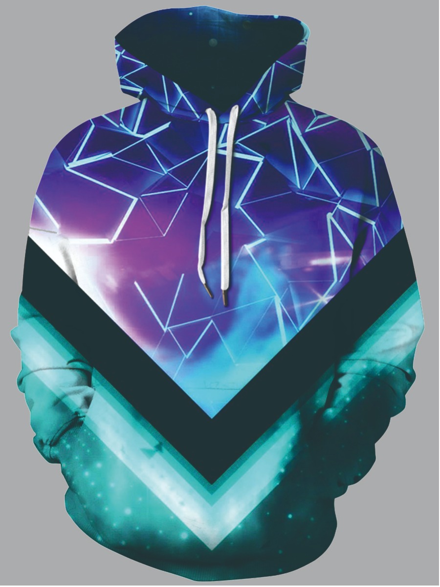 

lovely Street Hooded Collar Print Multicolor Men Hoodie, Multi