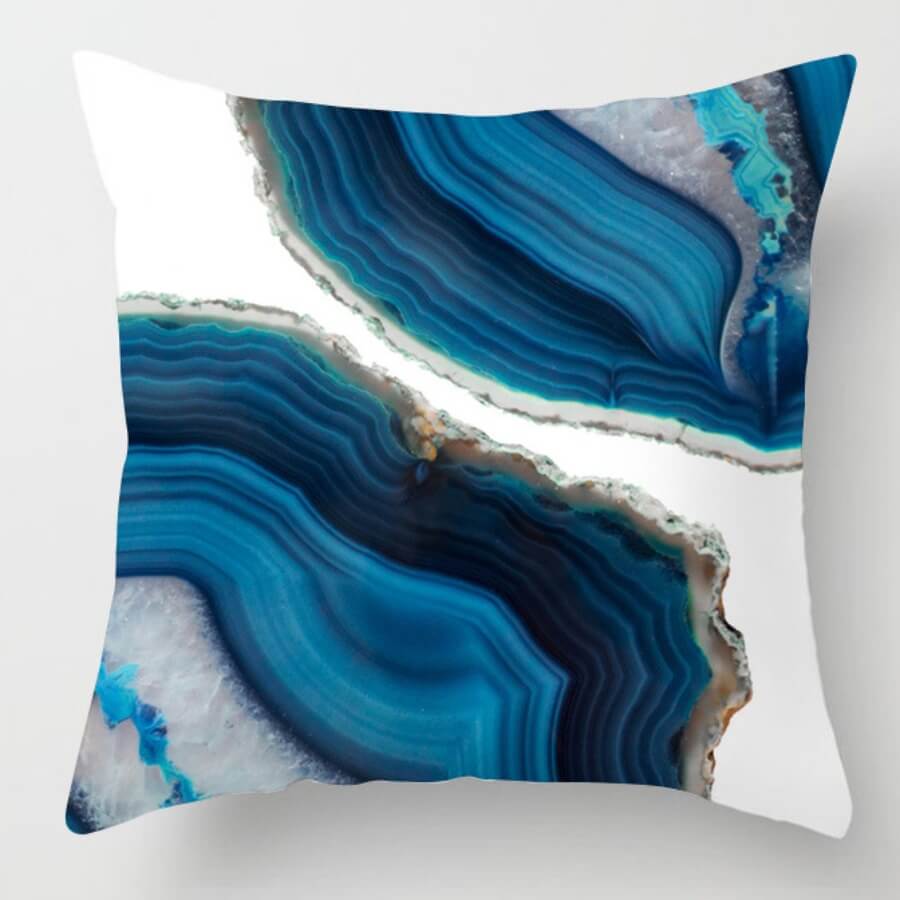 

Lovely Trendy Print Blue Decorative Pillow Case