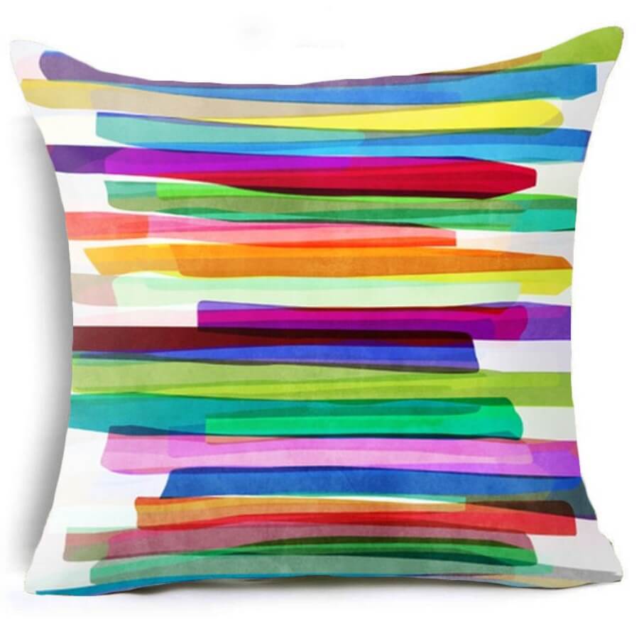 

Lovely Cosy Rainbow Striped Multicolor Decorative Pillow Case, Multi