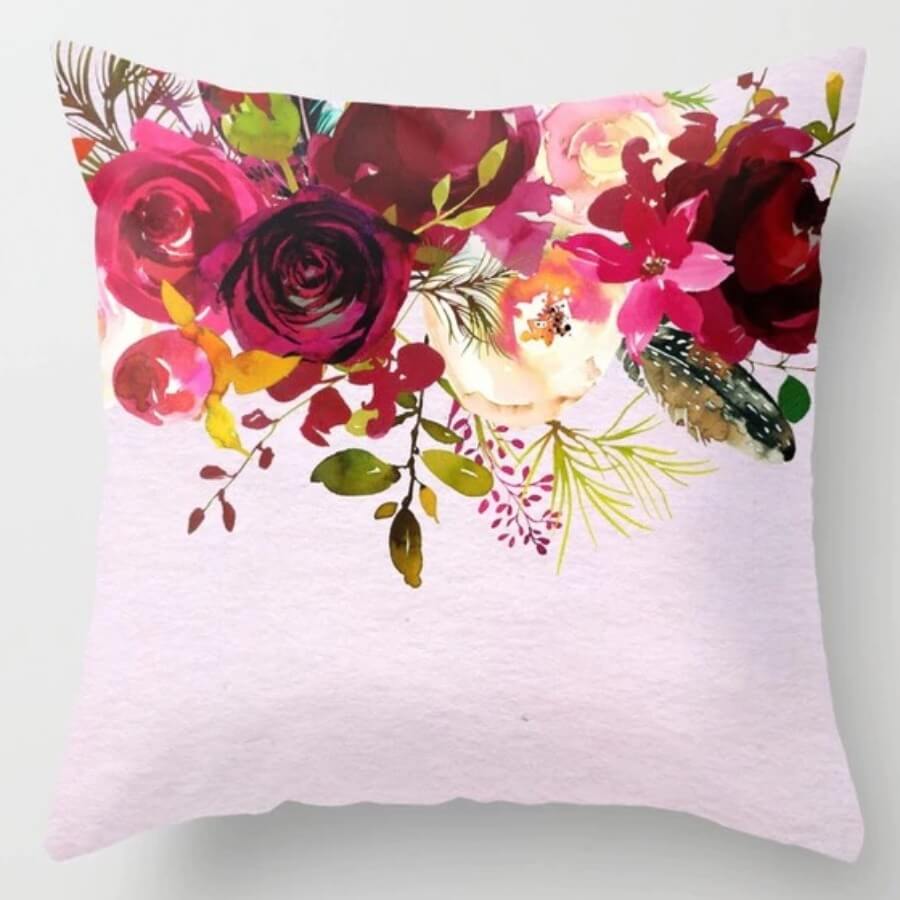 

Lovely Trendy Plants Print Rose Red Decorative Pillow Case