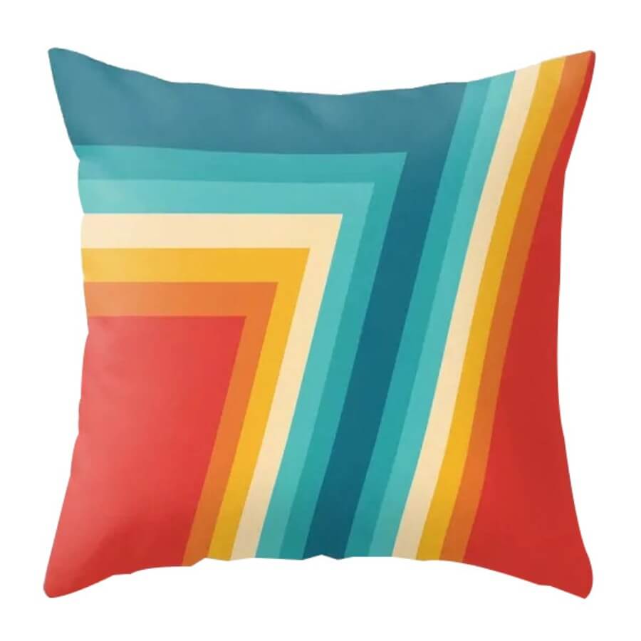 

Lovely Cosy Rainbow Striped Multicolor Decorative Pillow Case, Multi