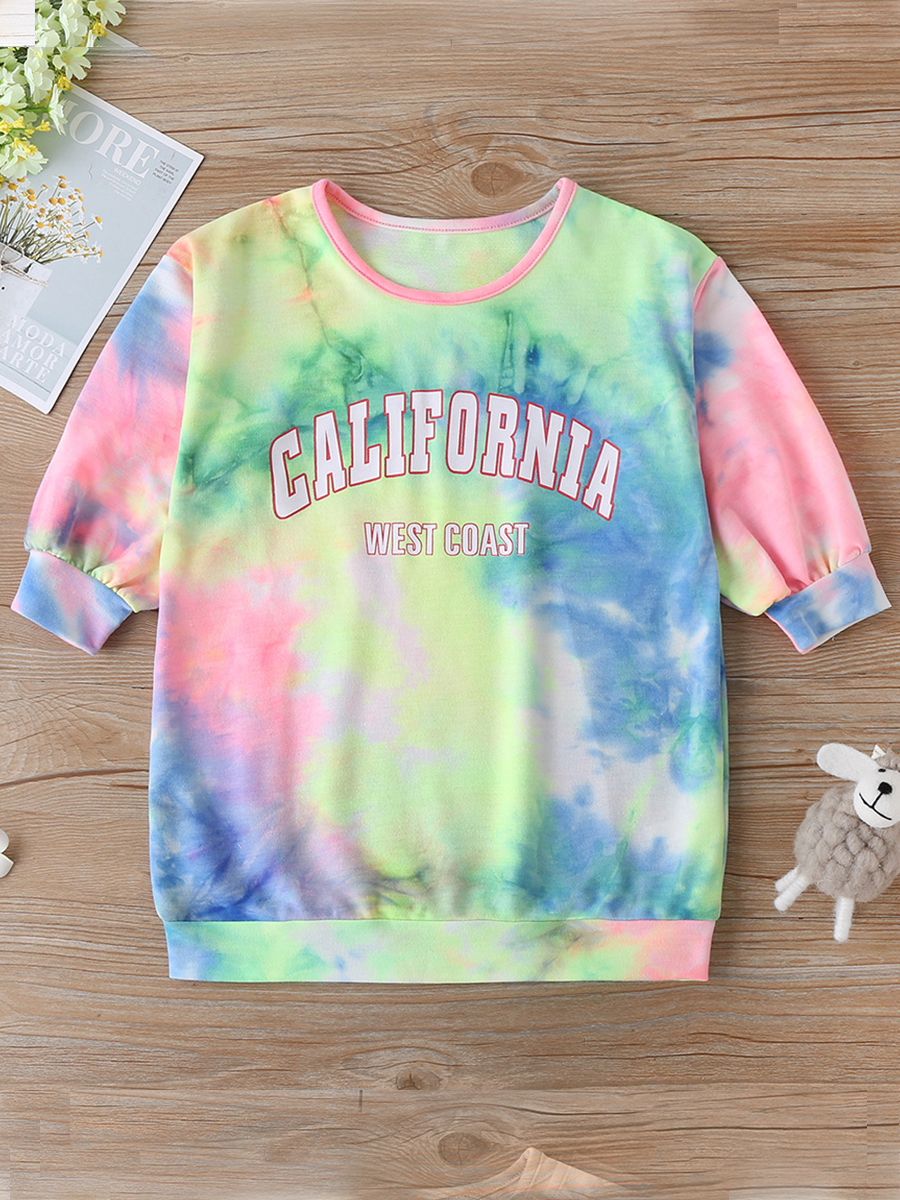 

lovely Casual O Neck Tie-dye Multicolor Girl Hoodie, Multi