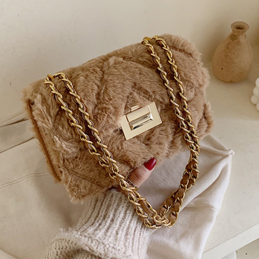 lovely Chic Chain Strap Brown Crossbody Bag