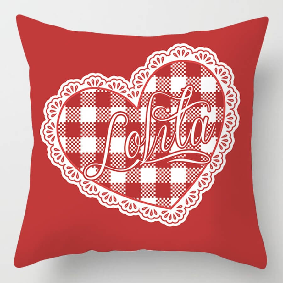 lovely Trendy Heart Print Red Decorative Pillow Case