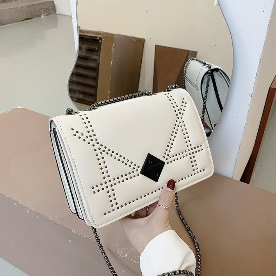 lovely Stylish Chain Strap White Crossbody Bag