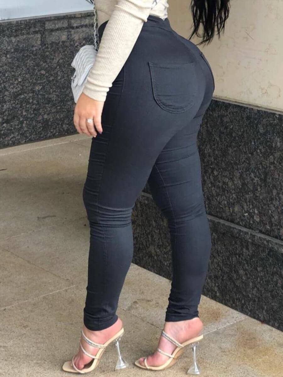 lovely Casual Basic Skinny Black Jeans