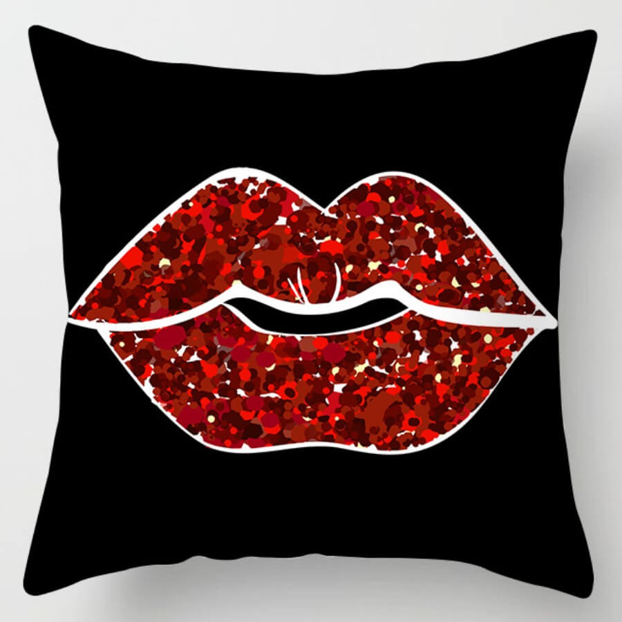 

Lovely Stylish Lip Black Decorative Pillow Case