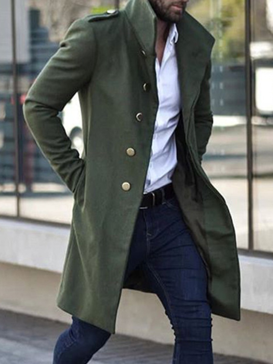 

lovely Trendy Turndown Collar Buttons Design Light Green Men Wool