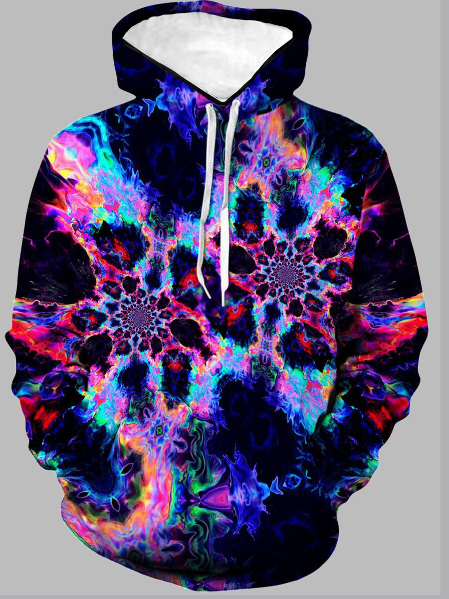 

Lovely Stylish Hooded Collar Print Multicolor Men Hoodie, Multi