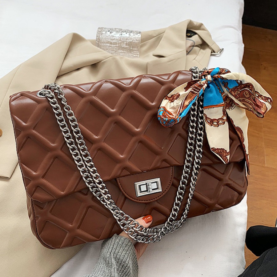 

Lovely Casual Chain Strap Brown Crossbody Bag